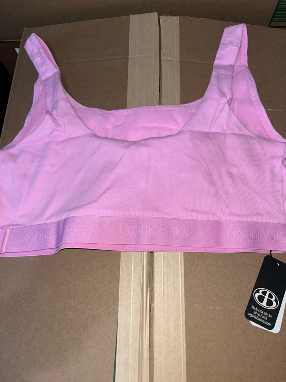 NWT Organic Basics Light Pink Ribbed Crop Bralette